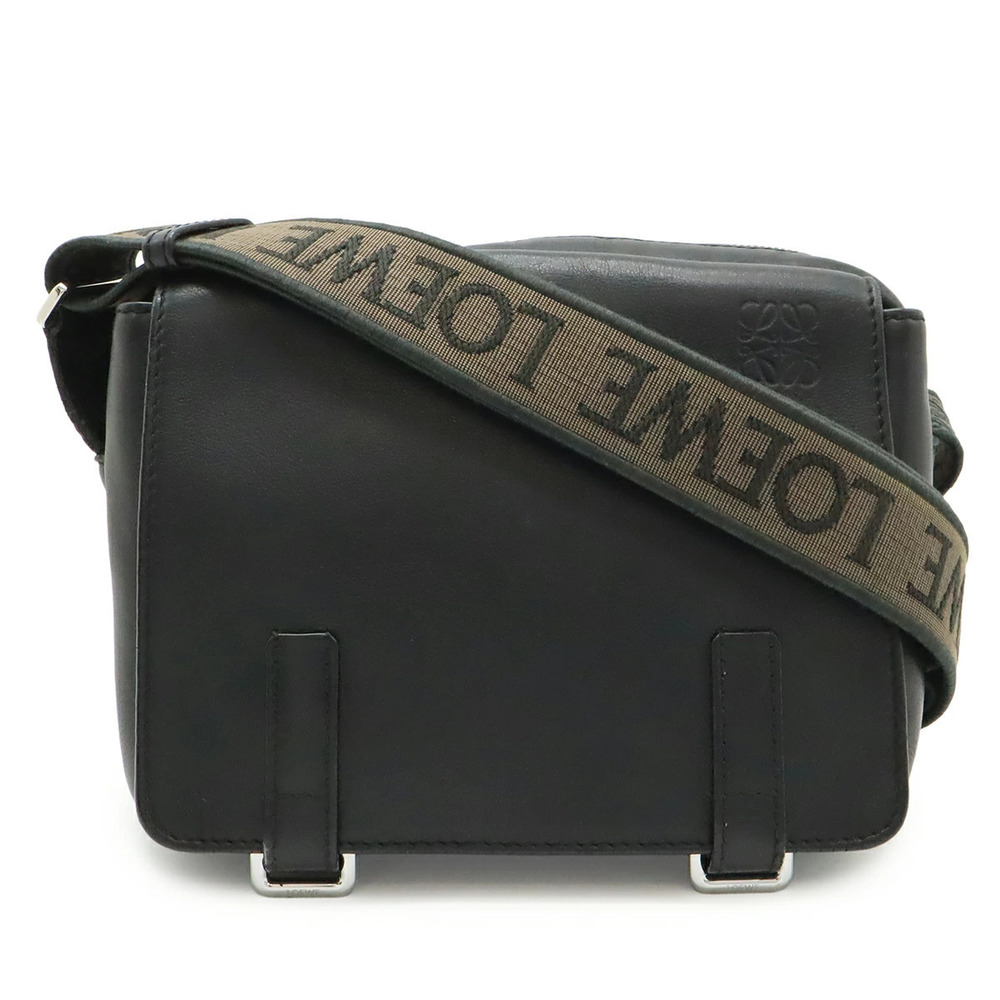 Loewe Anagram Military Messenger Bag Crossbody Leather Black